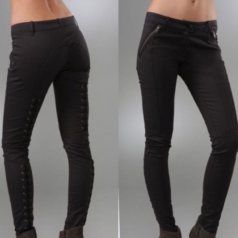 Michelle Mason Lace Up Pants  Zip Ankle Size 2